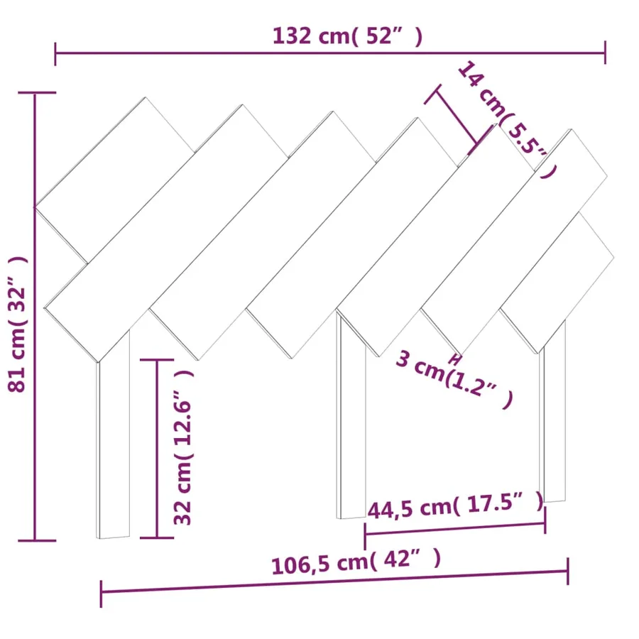 Tête de lit Blanc 132x3x81 cm Bois massif de pin - 6