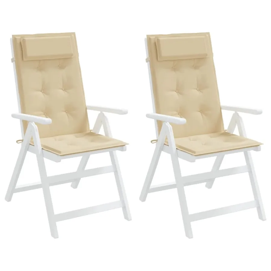 Coussins de chaise à dossier haut lot de 2 beige tissu oxford - 4