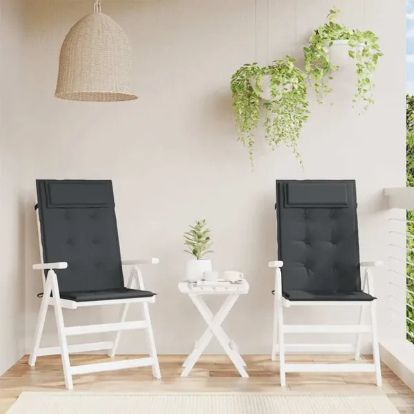 Coussins de chaise à dossier haut lot de 2 noir tissu oxford