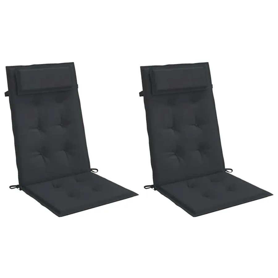 Coussins de chaise à dossier haut lot de 2 noir tissu oxford - 3