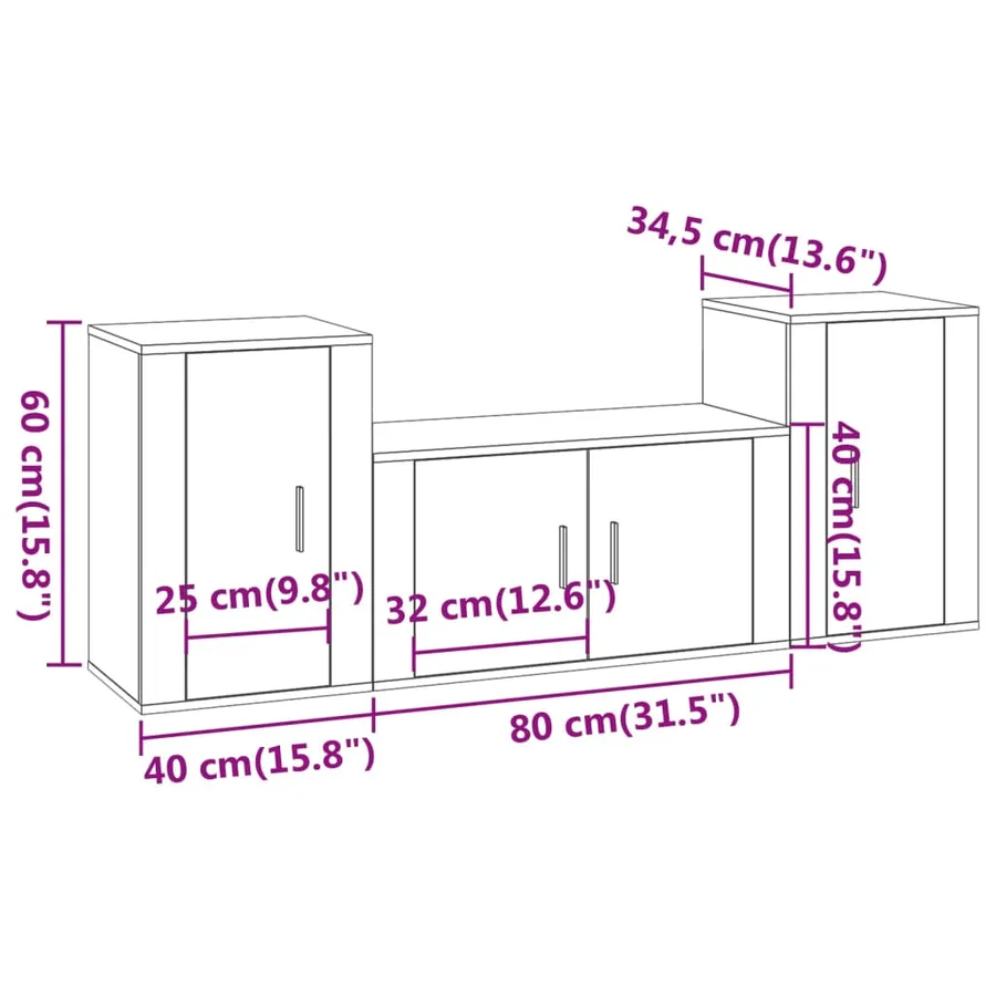 Ensemble de meubles TV 3 pcs Chêne fumé Bois d'ingénierie - 8