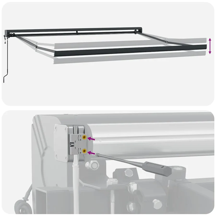 Auvent rétractable jaune et blanc 3,5x2,5 m tissu et aluminium - 13