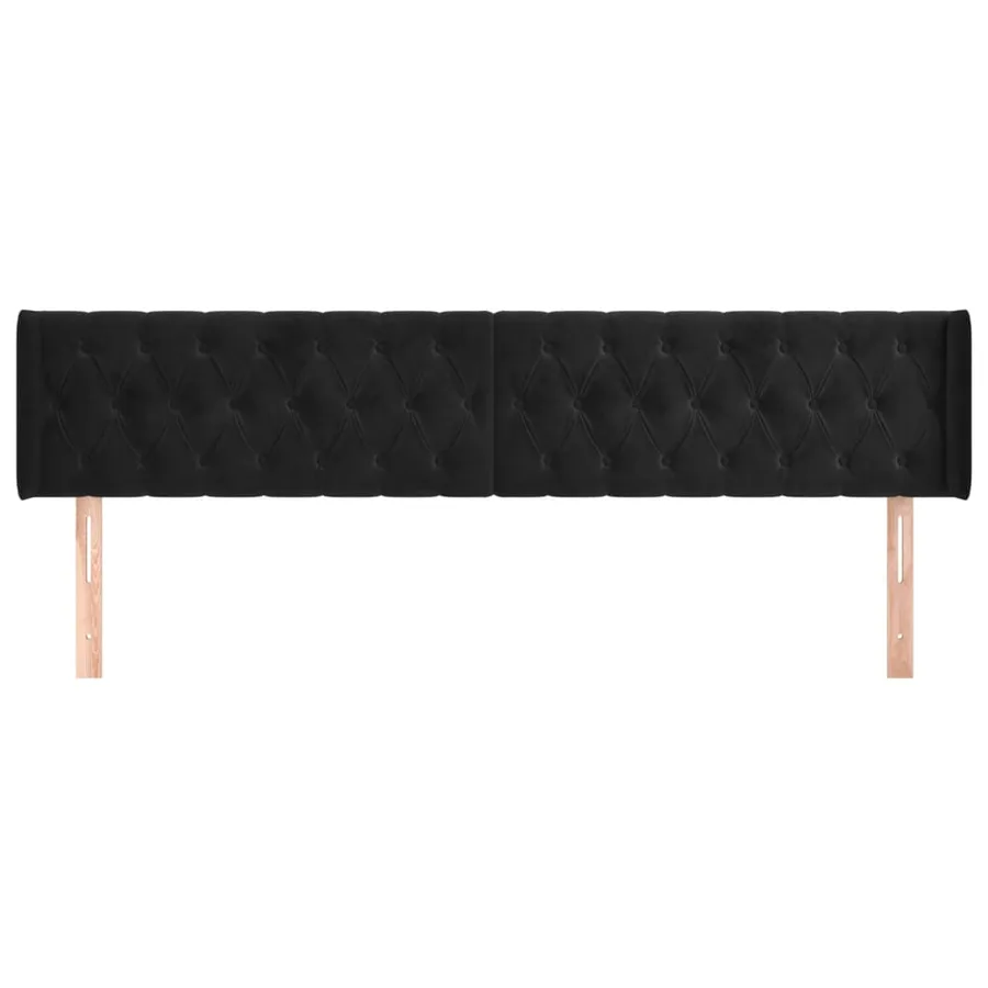 Tête de lit avec oreilles Noir 183x16x78/88 cm Velours - 3