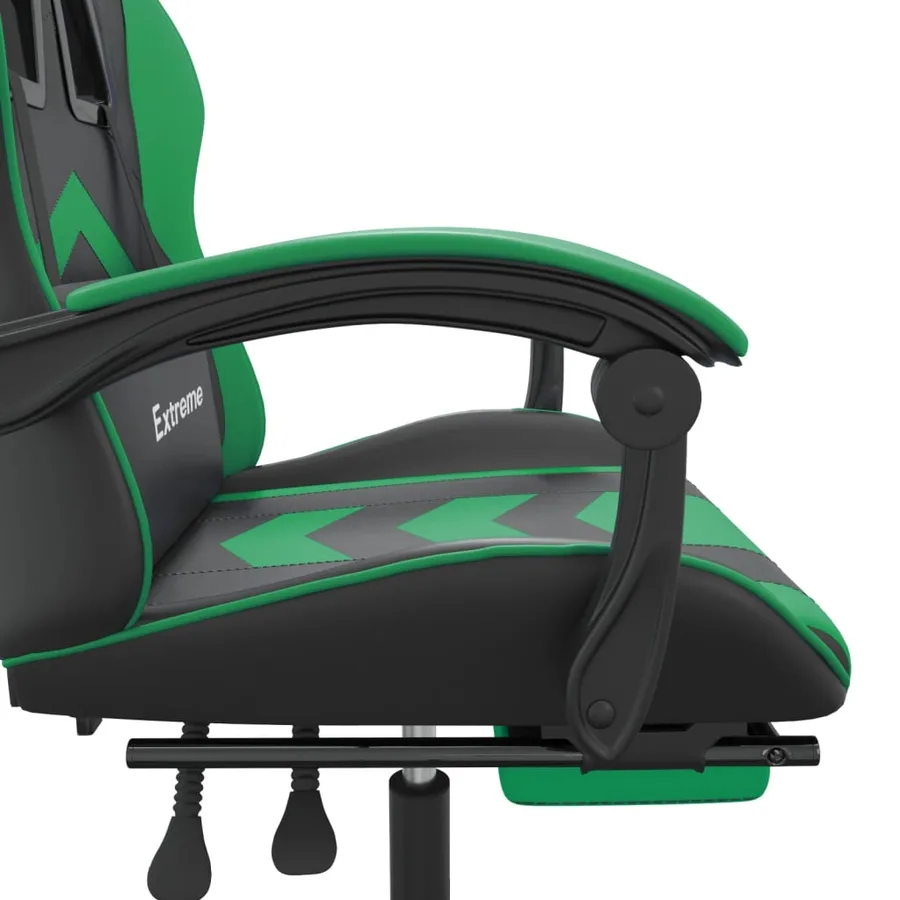Chaise de jeu avec repose-pied Noir et vert Similicuir - 10