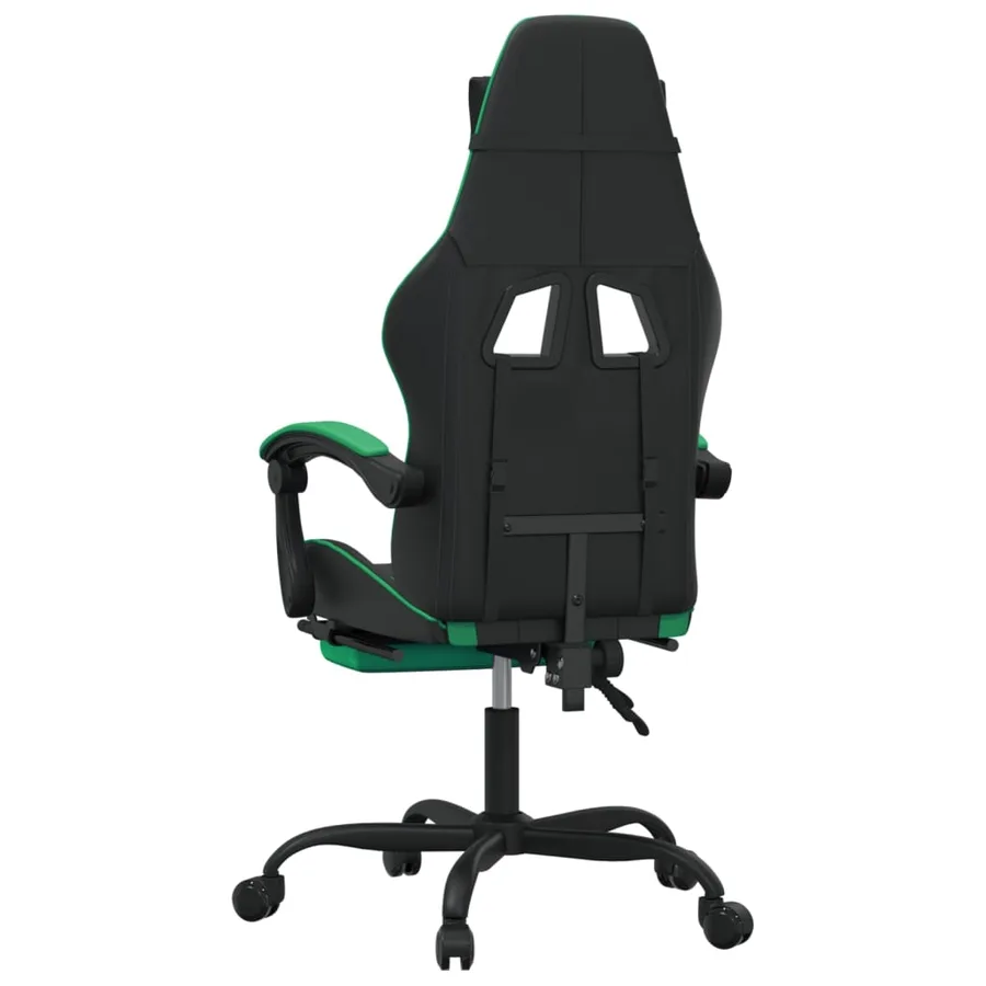 Chaise de jeu avec repose-pied Noir et vert Similicuir - 5