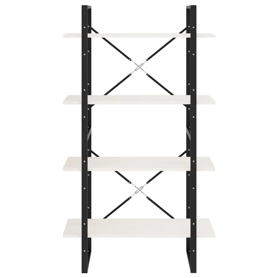 Bibliothèque à 4 niveaux Blanc 80x30x140 cm Bois de pin massif - 5