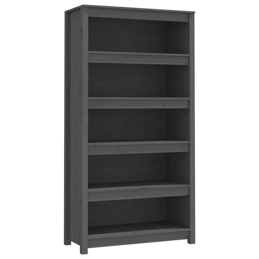 Bibliothèque Gris 80x35x154 cm Bois de pin massif - 2