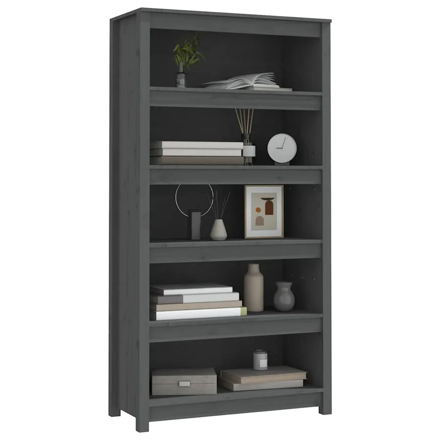 Bibliothèque Gris 80x35x154 cm Bois de pin massif - 4