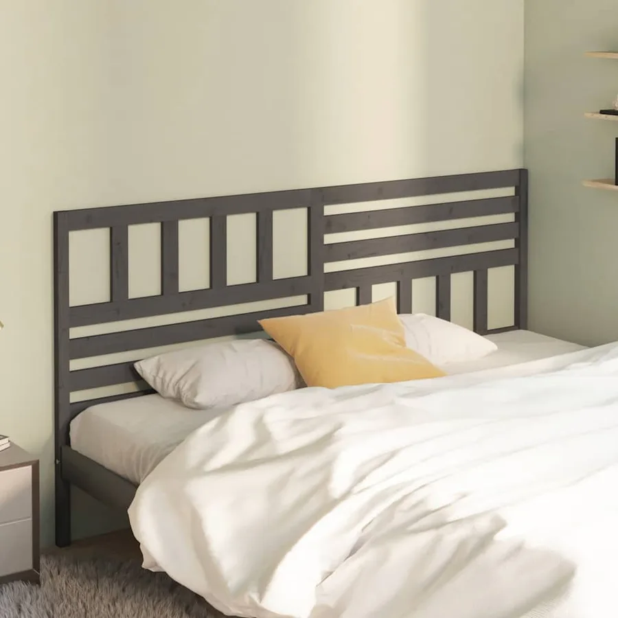 Tête de lit Gris 186x4x100 cm Bois massif de pin - 3