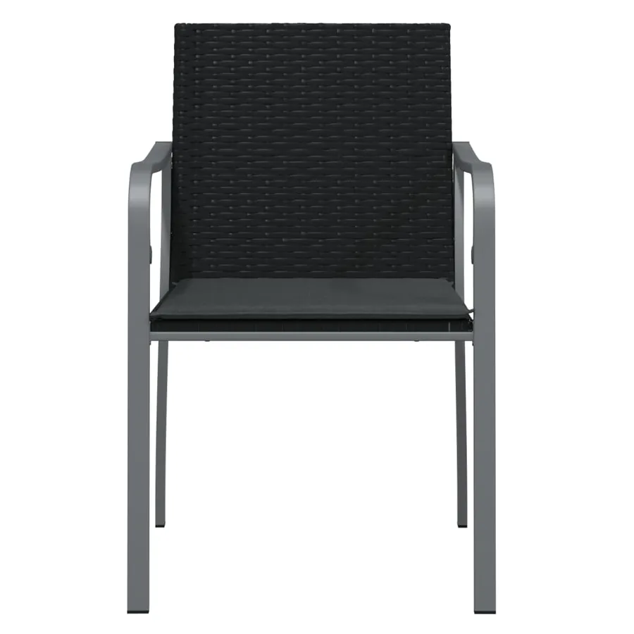 Chaises de jardin avec coussins lot de 6 noir 56x59x84 cm rotin - 4