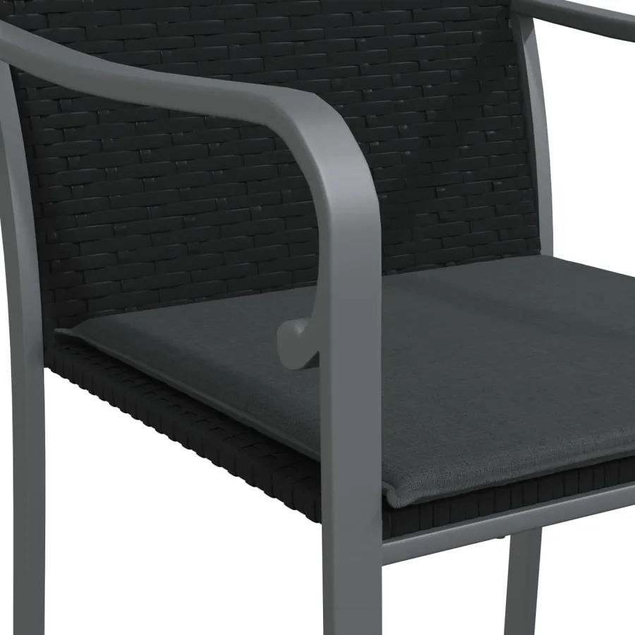 Chaises de jardin avec coussins lot de 6 noir 56x59x84 cm rotin - 7