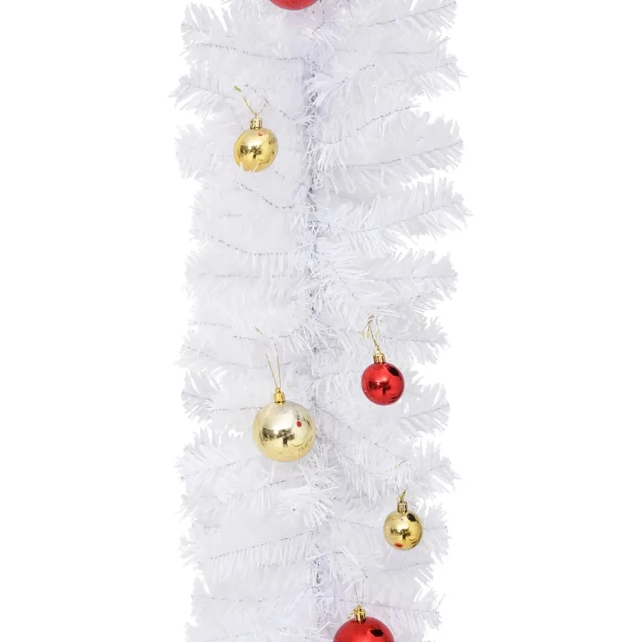 Guirlande de Noël décorée avec boules Blanc 5 m - 5