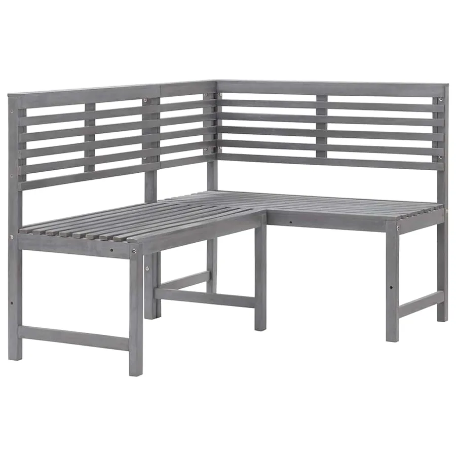Banc d'angle de jardin Gris 140 cm Bois solide d'acacia - 2