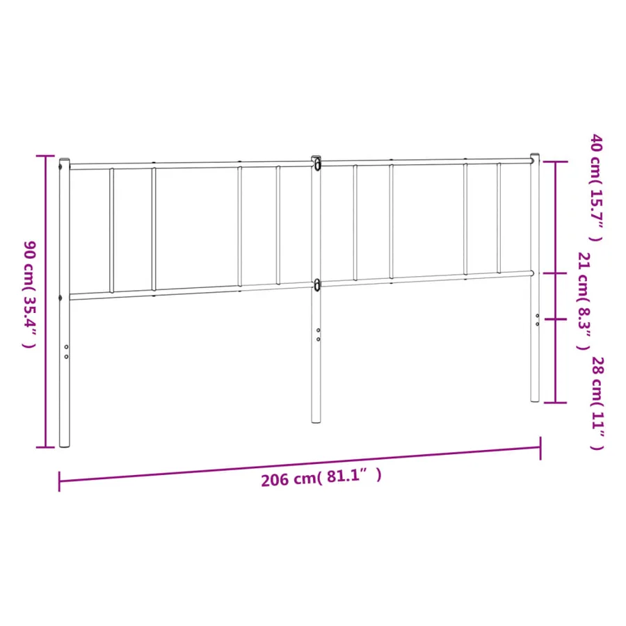 Tête de lit de remplacement métal noir 200 cm - 8