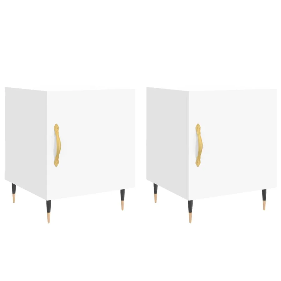 Tables de chevet 2 pcs blanc 40x40x50 cm bois d’ingénierie - 2