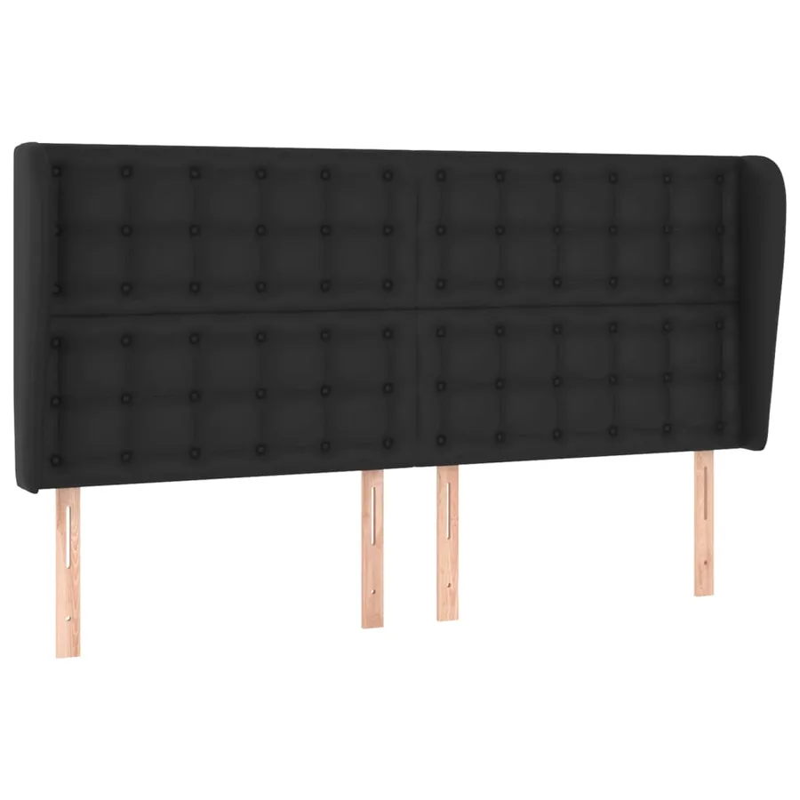 Tête de lit avec oreilles Noir 183x23x118/128 cm Similicuir - 2