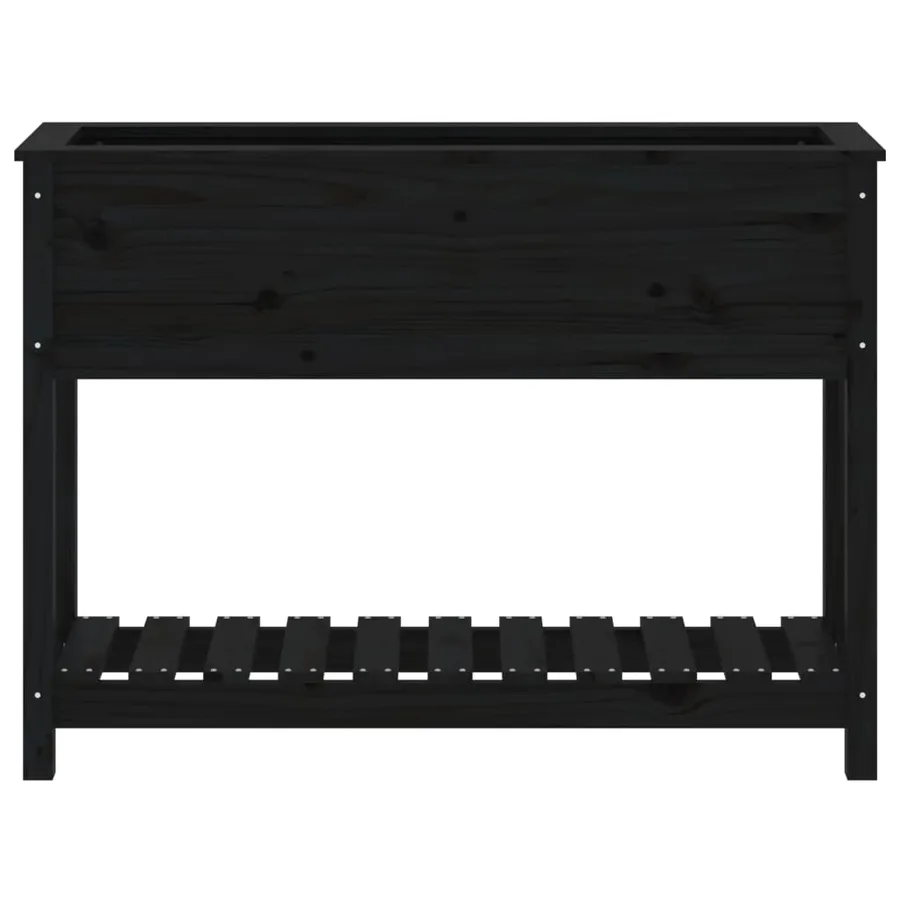 Jardinière avec étagère Noir 111,5x34,5x81cm Bois massif de pin - 5