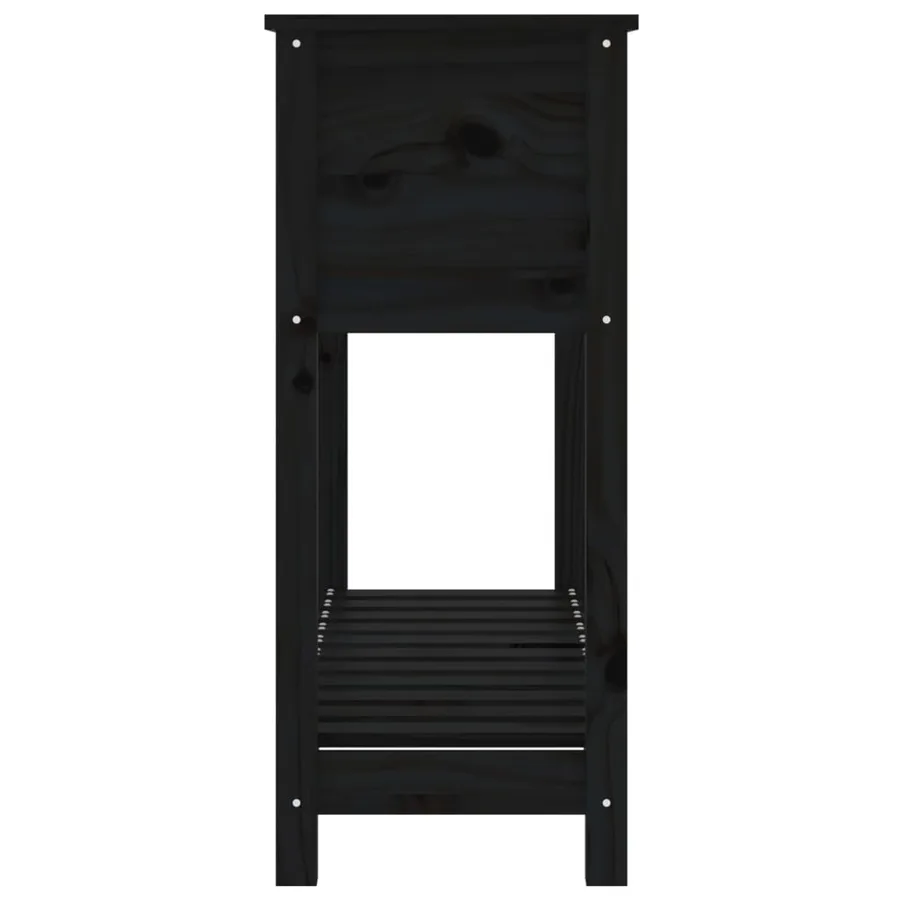 Jardinière avec étagère Noir 111,5x34,5x81cm Bois massif de pin - 6