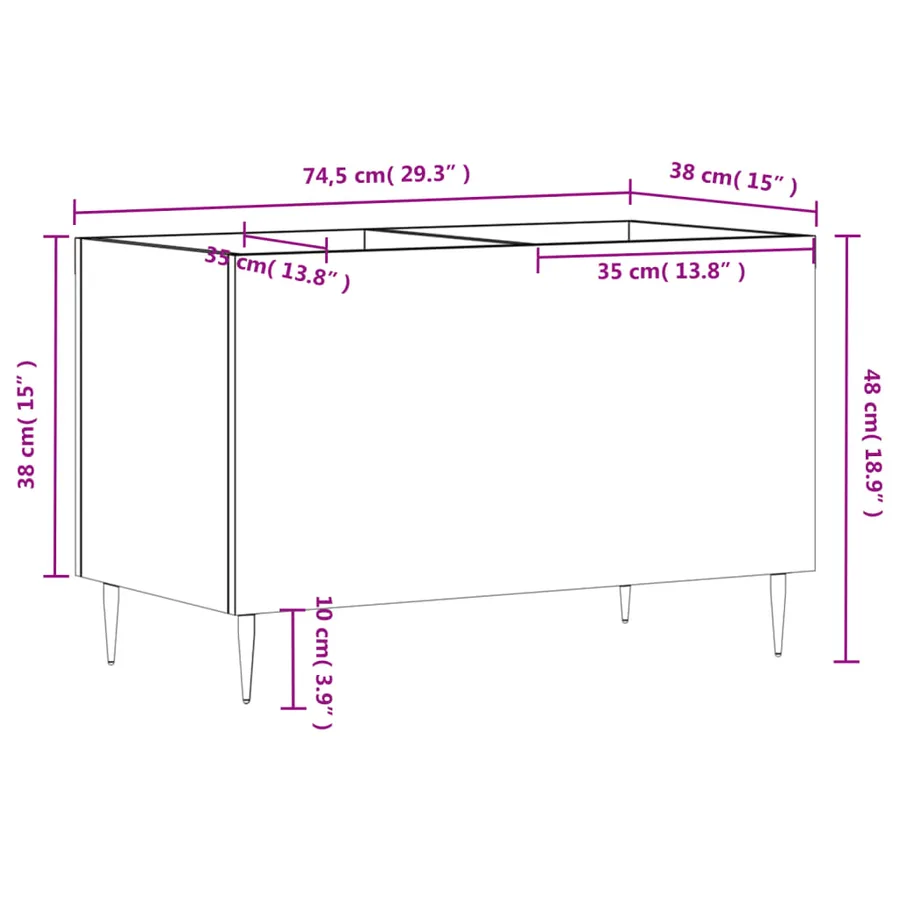 Armoire à disques blanc 74,5x38x48 cm bois d'ingénierie - 9