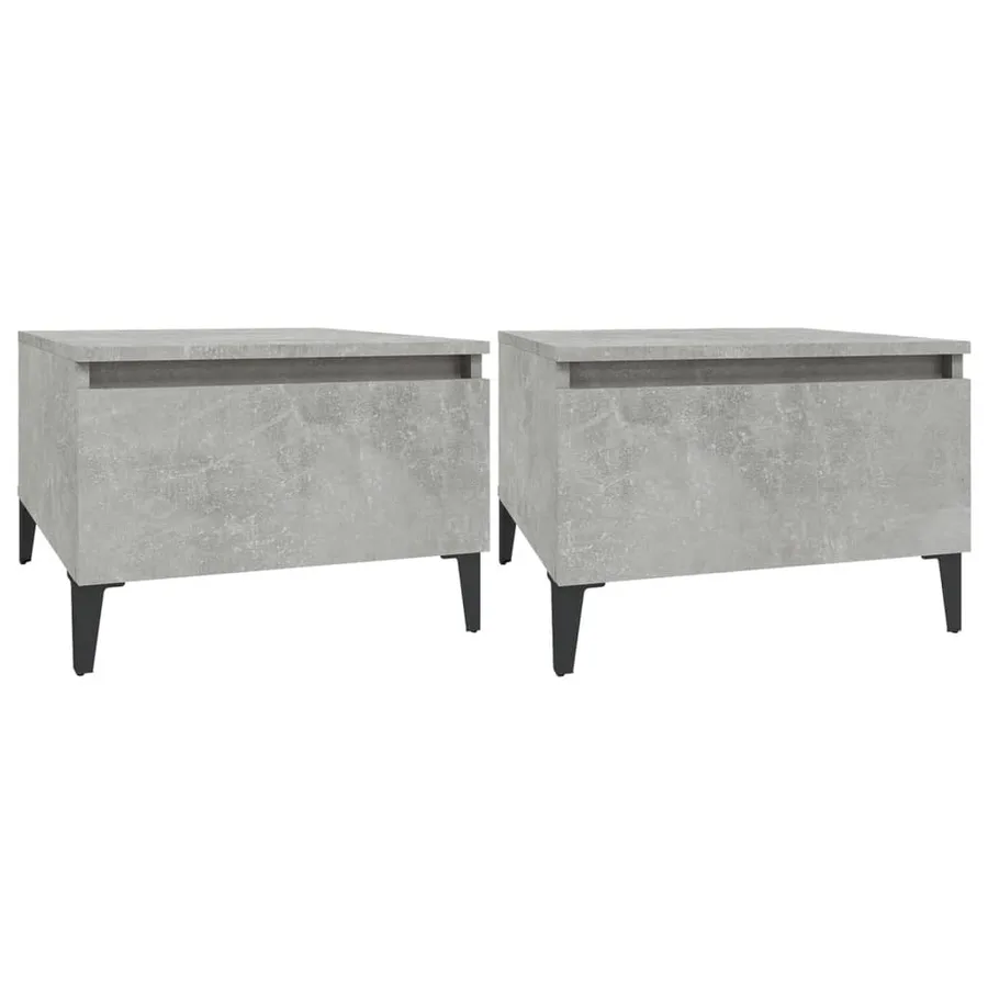 Tables d'appoint 2 pcs Gris béton 50x46x35 cm Bois d'ingénierie - 2