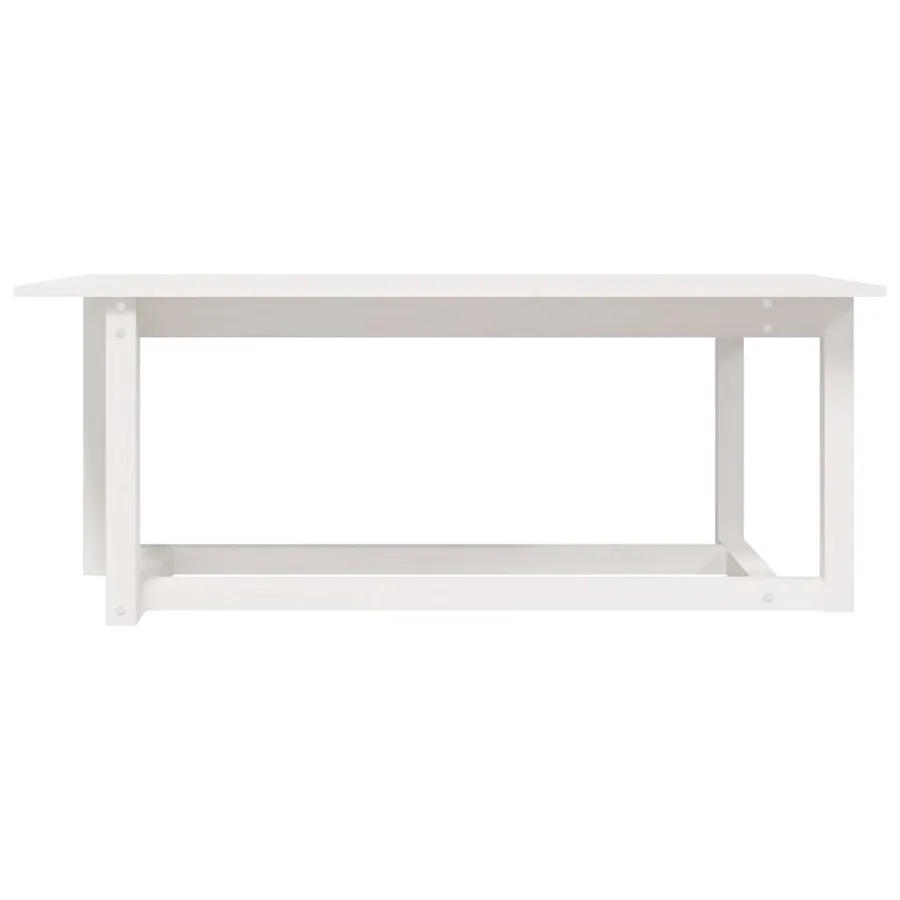 Table basse Blanc 110x55x45 cm Bois massif de pin - 3