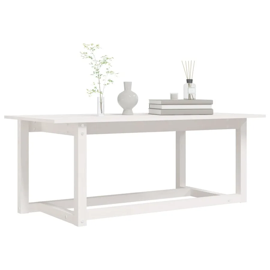 Table basse Blanc 110x55x45 cm Bois massif de pin - 6
