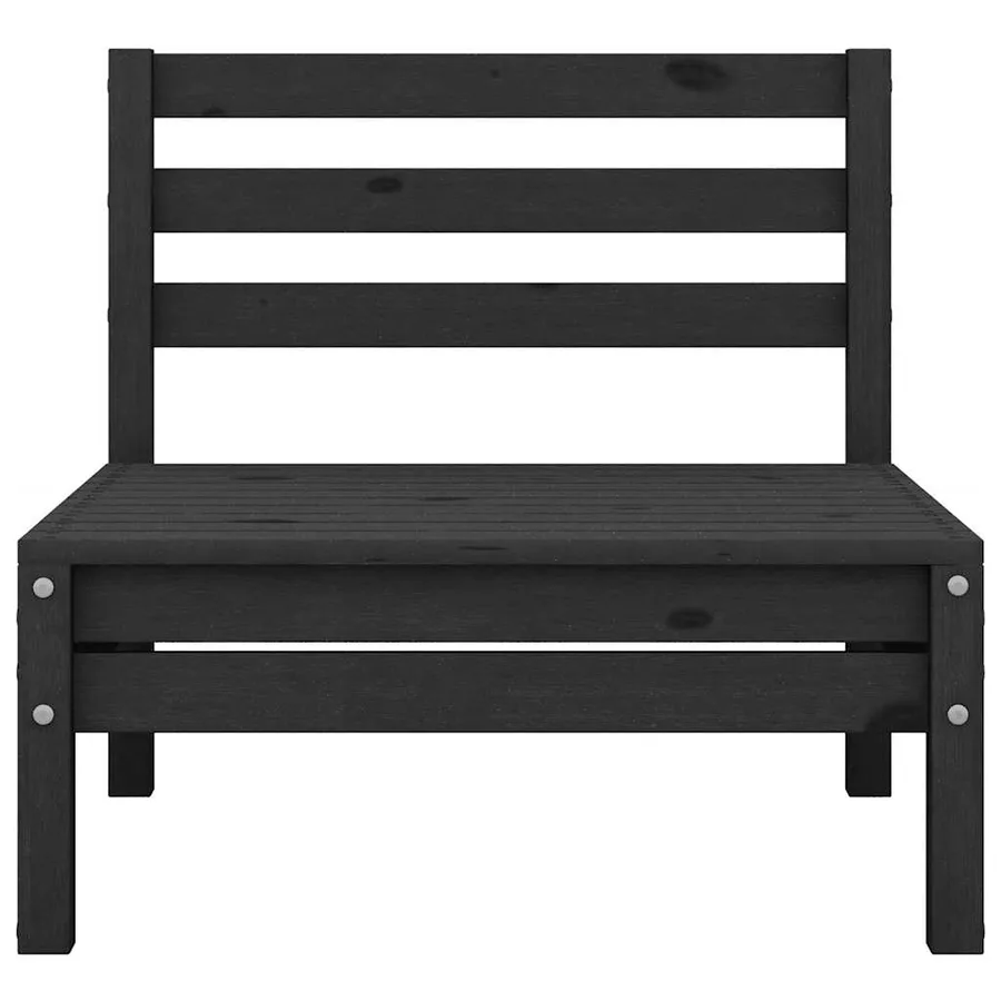 Salon de jardin 4 pcs Noir Bois de pin massif - 4