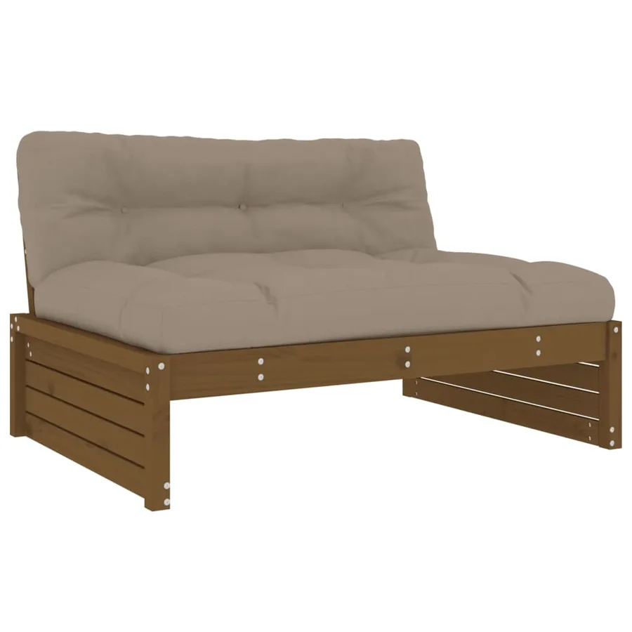 Salon de jardin 4 pcs avec coussins marron miel bois massif - 4
