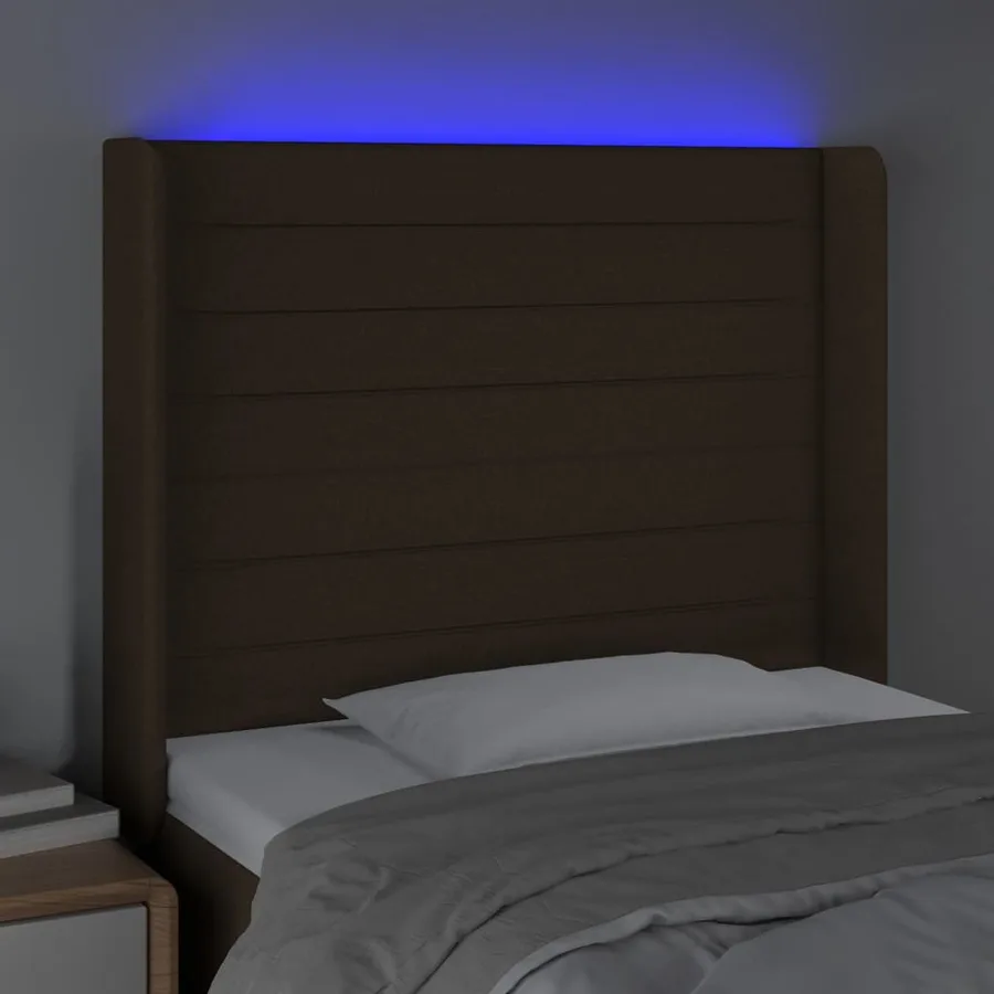 Tête de lit à LED Marron foncé 103x16x118/128 cm Tissu - 4