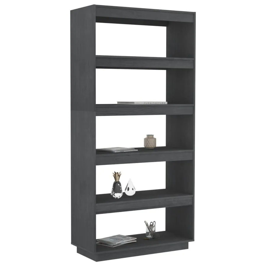 Bibliothèque/Séparateur de pièce Gris 80x35x167 cm Pin massif - 4
