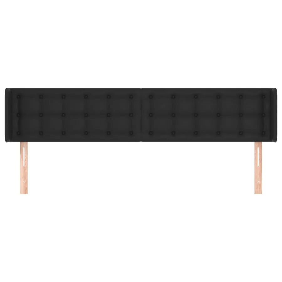 Tête de lit avec oreilles Noir 183x16x78/88 cm Similicuir - 3