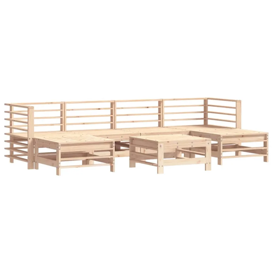 Salon de jardin 7 pcs avec coussins bois massif - 3