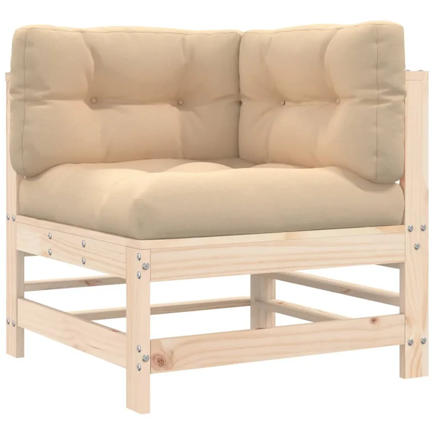 Salon de jardin 7 pcs avec coussins bois massif - 5