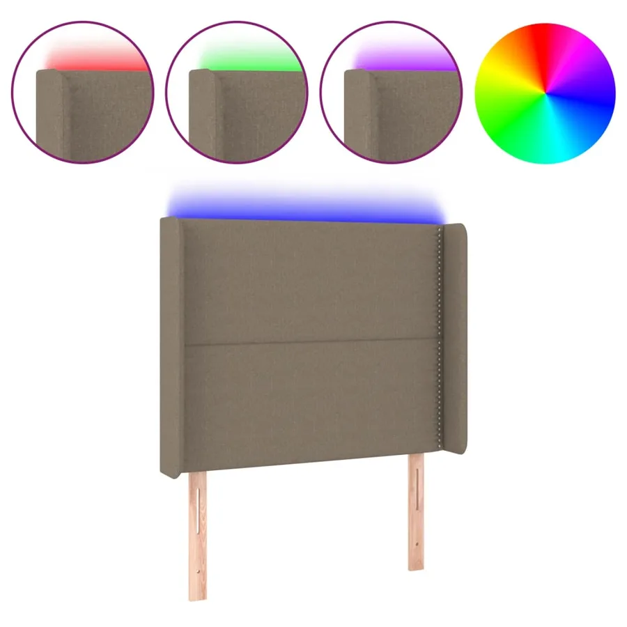 Tête de lit à LED Taupe 93x16x118/128 cm Tissu - 2