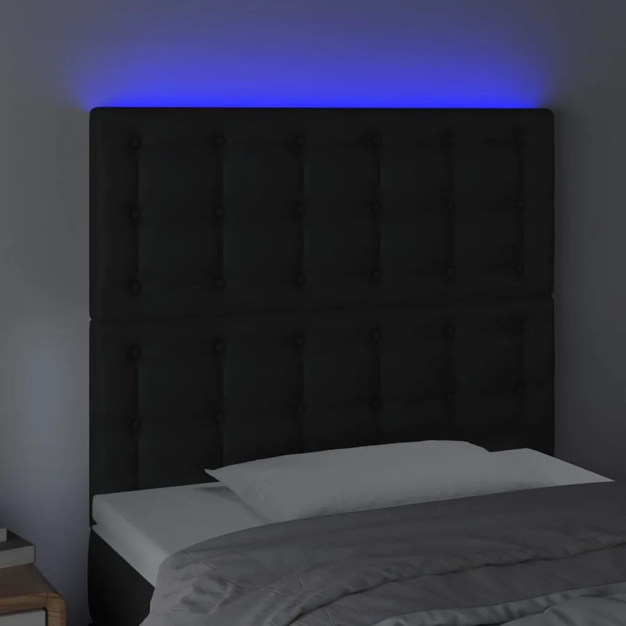Tête de lit à LED Noir 90x5x118/128 cm Similicuir - 3