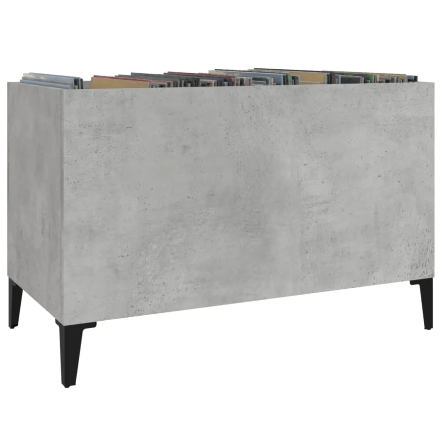 Armoire à disques gris béton 74,5x38x48 cm bois d'ingénierie - 4