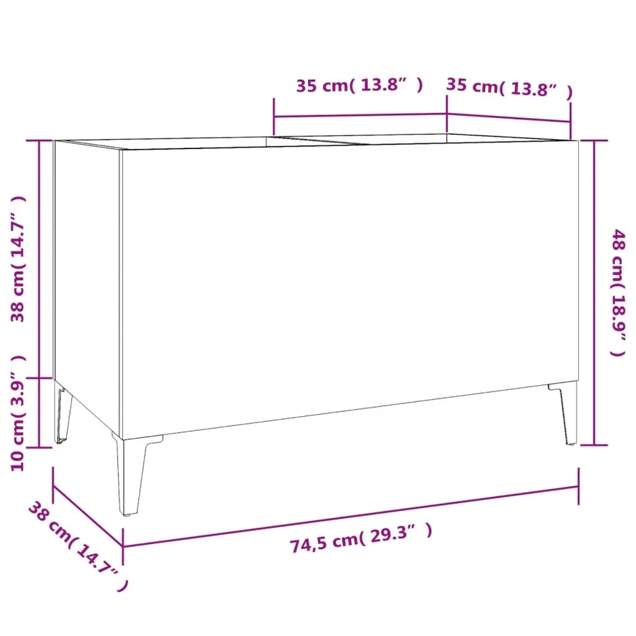 Armoire à disques gris béton 74,5x38x48 cm bois d'ingénierie - 8