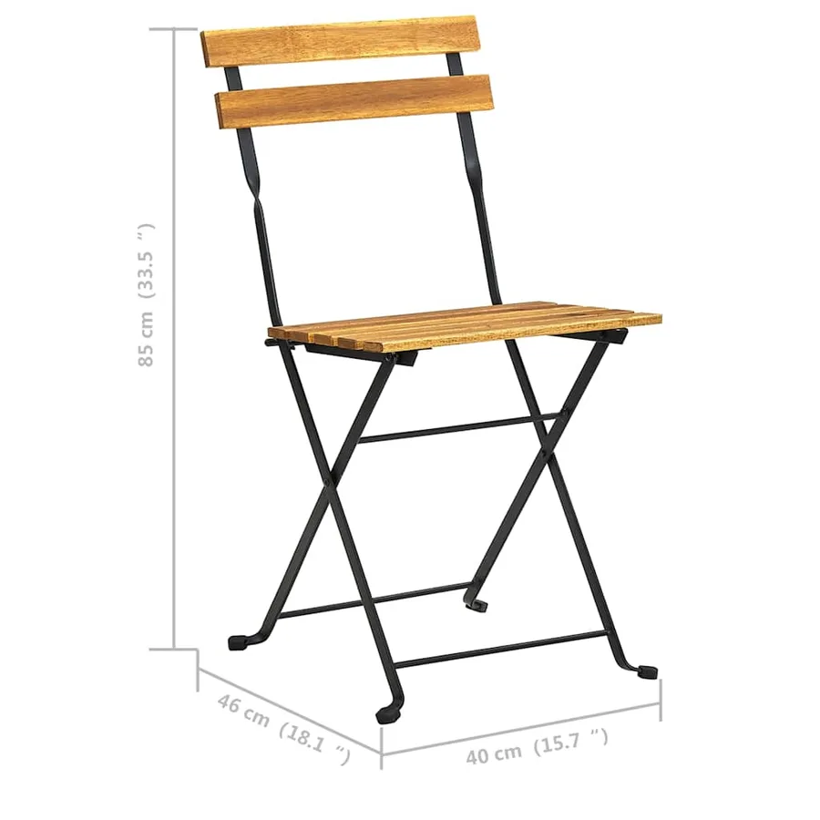 Mobilier de bistro pliable 3 pcs Bois d'acacia solide - 16