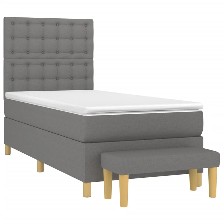 Sommier à lattes de lit avec matelas Gris foncé 90x200 cm Tissu - 3