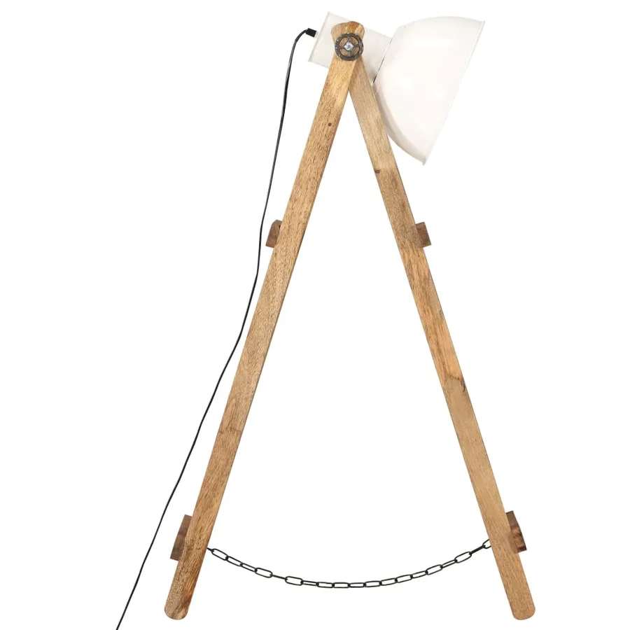 Lampadaires 3 pcs Blanc E27 Bois de manguier massif - 5