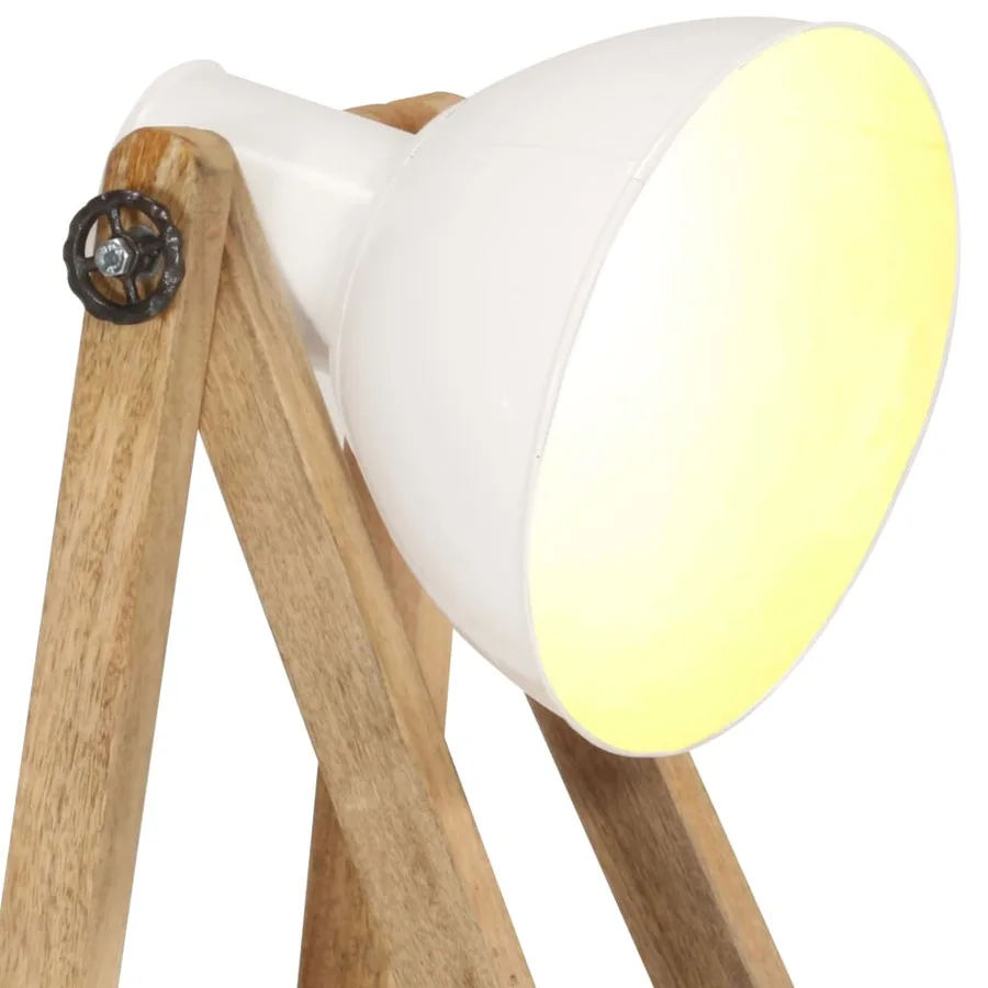 Lampadaires 3 pcs Blanc E27 Bois de manguier massif - 7