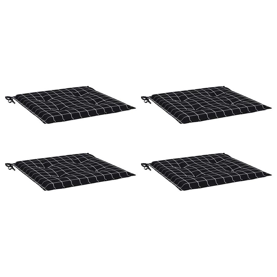 Coussins de chaise de jardin lot de 4 motif à carreaux noir - 3