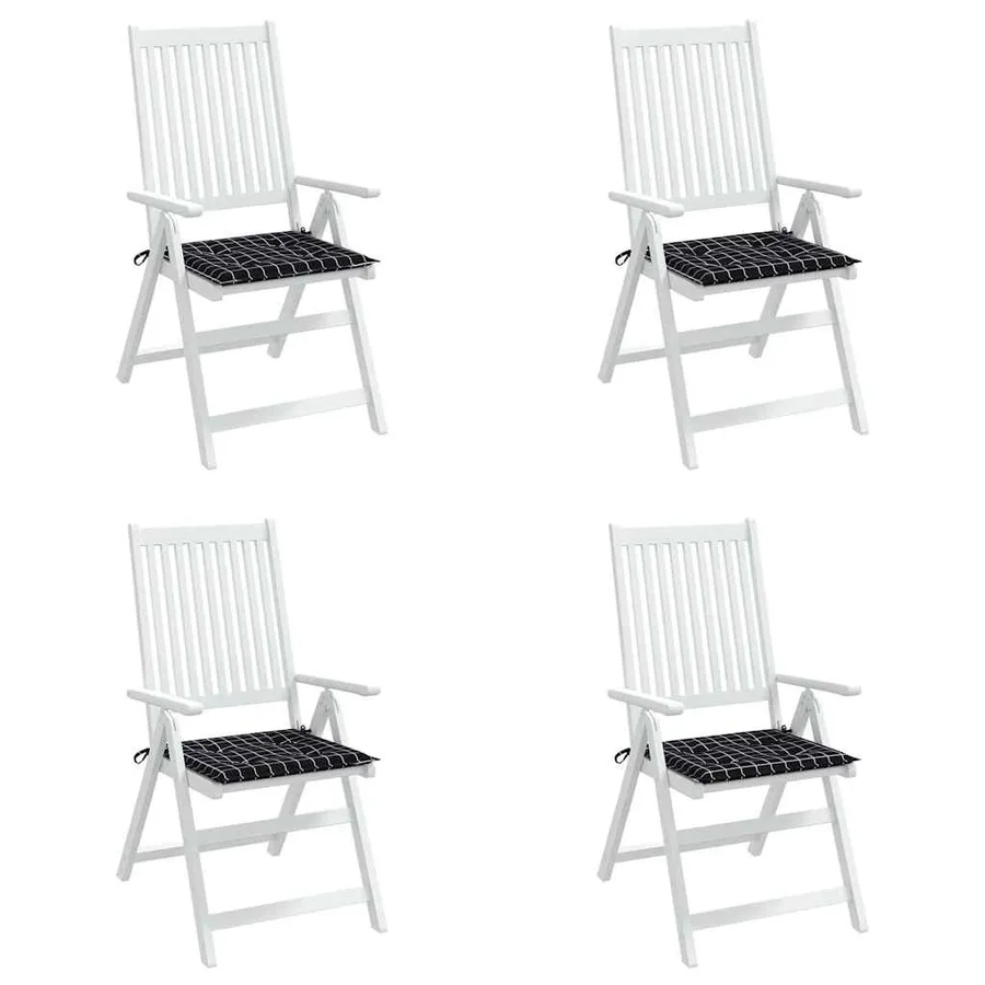 Coussins de chaise de jardin lot de 4 motif à carreaux noir - 4