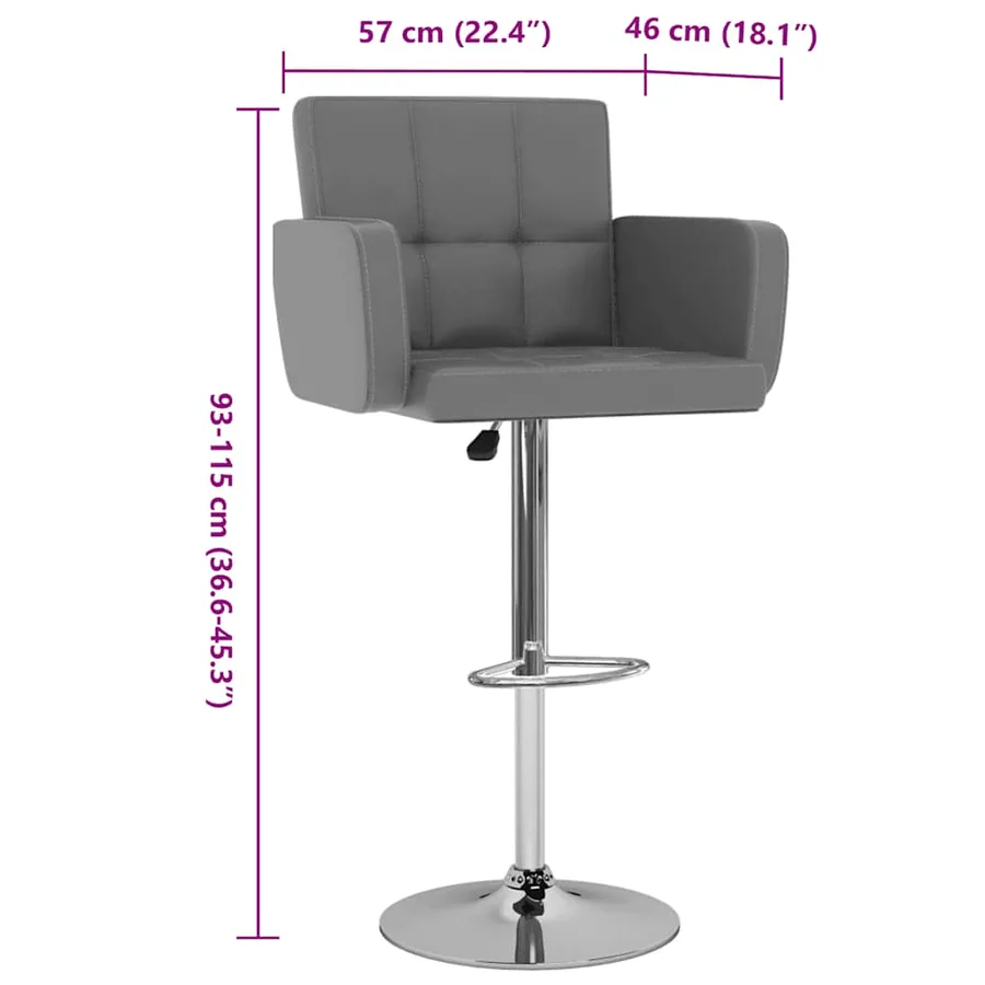 Tabourets de bar lot de 2 gris similicuir - 8