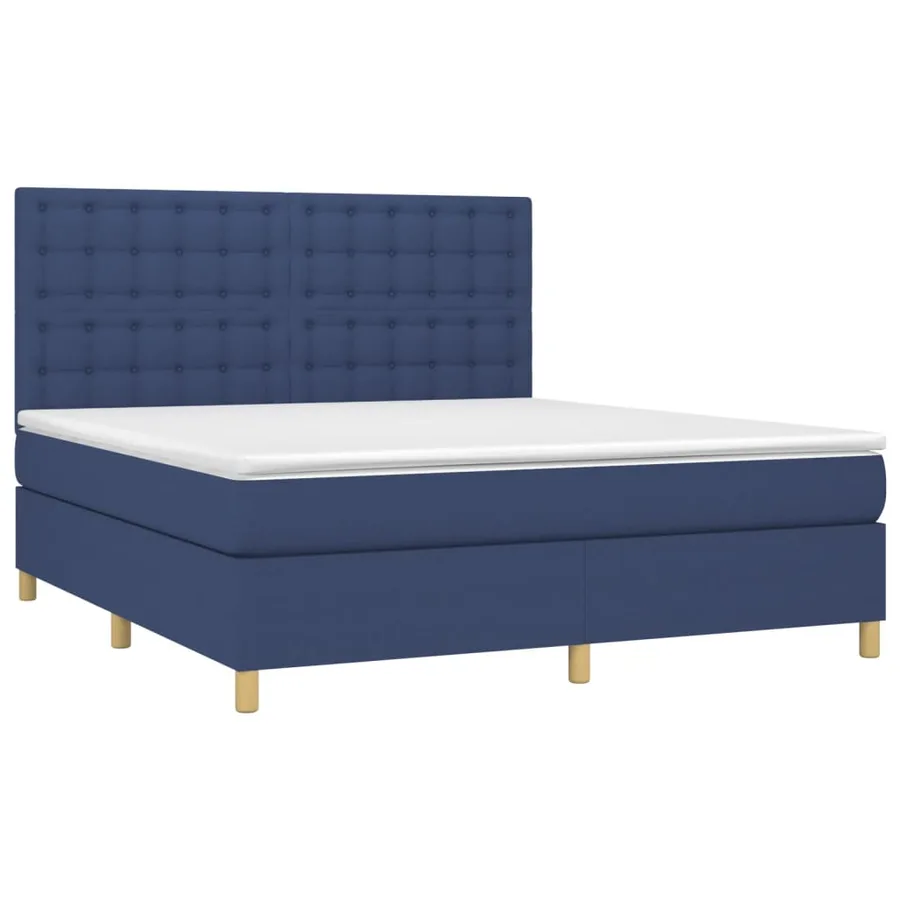 Sommier à lattes de lit et matelas et LED Bleu 180x200 cm Tissu - 3