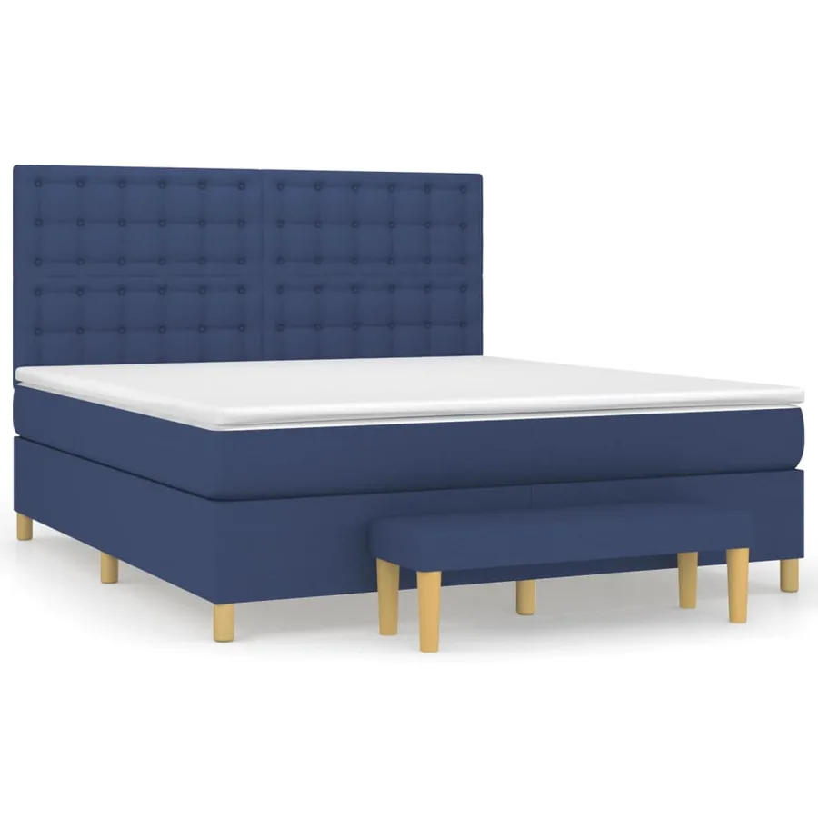 Sommier à lattes de lit avec matelas Bleu 180x200 cm Tissu - 2