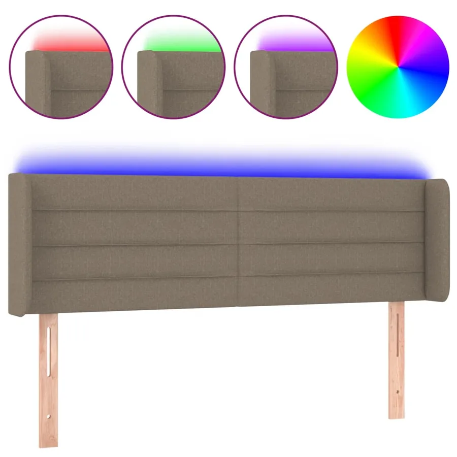 Tête de lit à LED Taupe 147x16x78/88 cm Tissu - 2