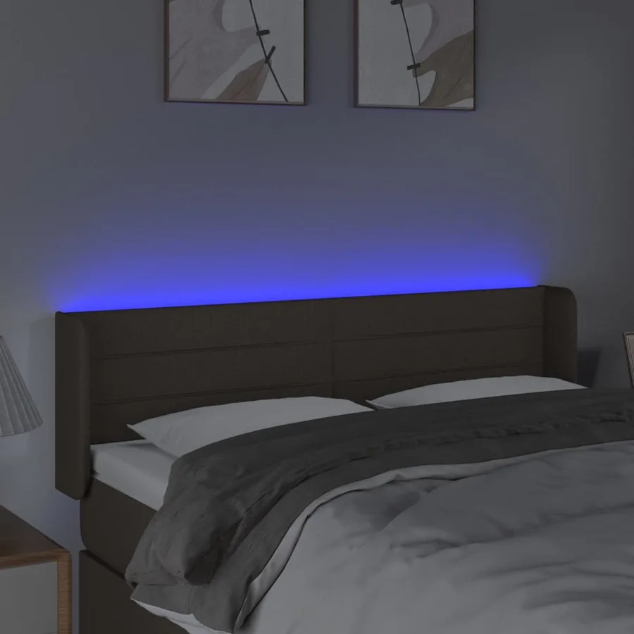 Tête de lit à LED Taupe 147x16x78/88 cm Tissu - 4
