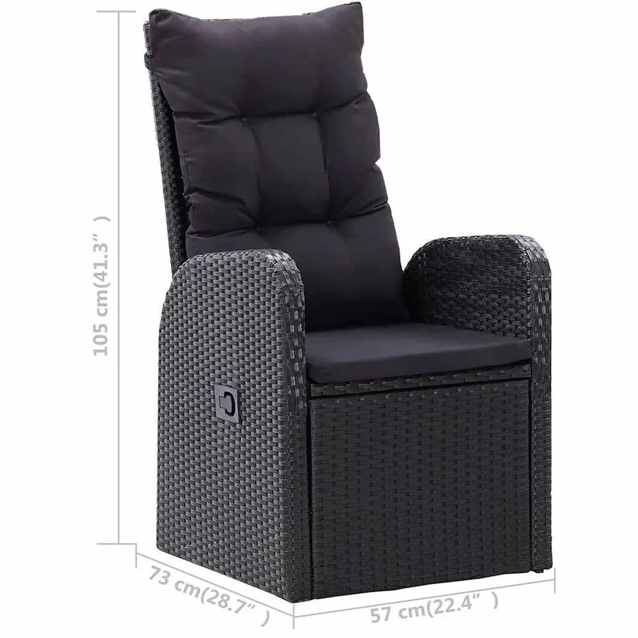 Ensemble à manger de jardin 5 pcs Noir - 14