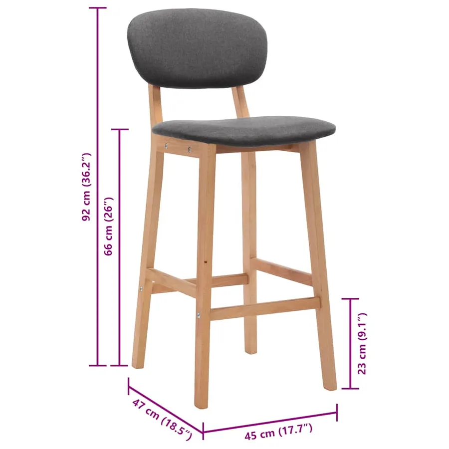Tabourets de bar lot de 2 gris foncé tissu - 8